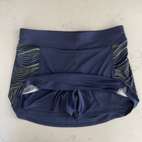 Callaway Opti-Dri Activewear Poly Golf Skirt/Skort Navy w Grn Wht Side Panels M - Picture 3 of 10
